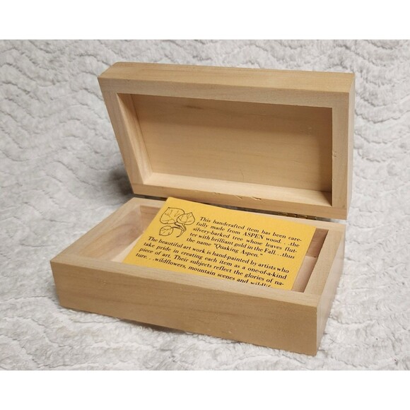 VINTAGE Handpainted Wood Trinket Keepsake Box QUAKING ASPEN Wood Designs EUC - Picture 5 of 8